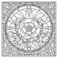 Stained Glass Flower Coloring Page photo