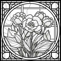 Stained Glass Flower Coloring Page photo