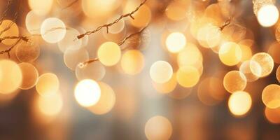 Christmas garland bokeh lights over background. Minimalist holiday illumination. AI generated photo