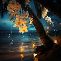 Light decoration on the beach photo