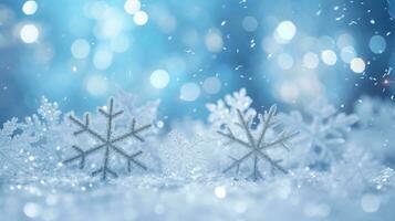 Winter background with snowflakes photo