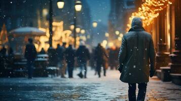 Winter snowy city background photo