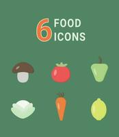 6 food flat icons vector