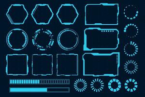 Vector set technology futuristic frame HUD technology cyberpunk design element.