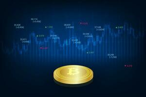 Vector stock market trading graph cryto currency bitcoin concept. Technology security internet banking.