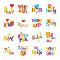 Modern Pack of Typography Texts Flat Stickers vector
