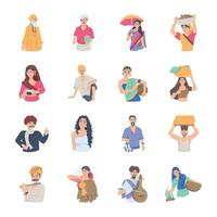 Set of Indian People Flat Illustrations vector