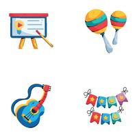 Latest Movie and Musical Instruments Flat Icons vector