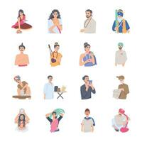 Bundle of Indian Characters Flat Illustrations vector