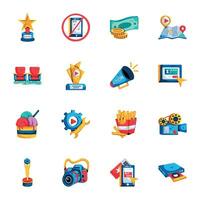 Bundle of Cinema and Instruments Flat Icons vector