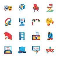 Handy Collection of Entertainment Flat Icons vector
