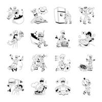 Bundle of Chefs Hand Drawn Illustrations vector