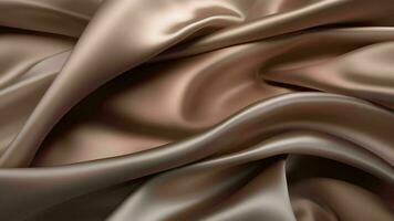 AI Generative Beautiful silk satin background Chocolate brown shiny fabric with soft wavy folds Elegant abstract background photo