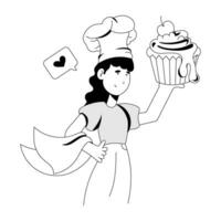 Trendy Making Cupcake vector