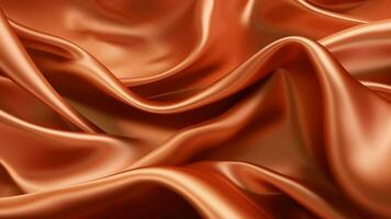 AI Generative Dark orange brown silk satin Drapery fabric Curtain Luxury background for design Beautiful soft folds Wavy lines Golden color Web banner Wide Long Panoramic Website header photo