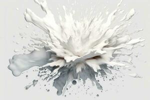 Explosion of white paint on white background. Fluid background. Color explosion. Generative AI photo