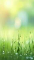 AI Generative Green grass in the morning Closeup Nature floral background photo