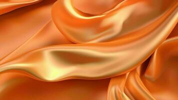 AI Generative Orange silk satin curtain Bright luxury background for design Soft folds Shiny golden draped fabric Wavy lines Flowing Fluid liquid ripple effect Valentine Mothers day festive Fier photo