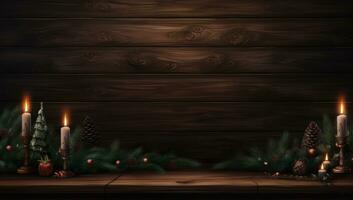 Dark Christmas wooden background photo