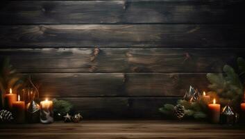Dark Christmas wooden background photo