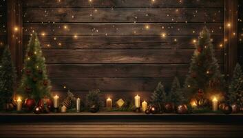 Dark Christmas wooden background photo