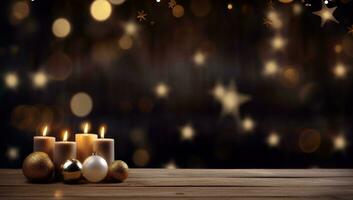 Christmas empty table background photo