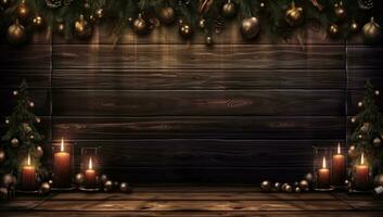 Dark Christmas wooden background photo