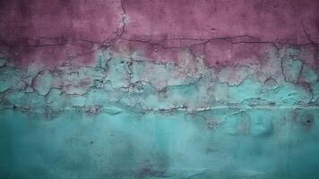 AI Generative Turquoise purple abstract background Gradient Old painted rough wall surface texture Closeup Colorful backdrop with copy space for design Wide banner Panoramic photo