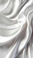 AI Generative White silk satin fabric background Copy space for text or product Wavy soft folds Top view Beautiful elegant white background Web banner photo