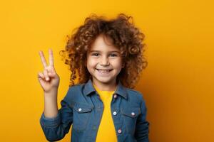 Girl holding a peace sign photo