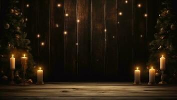 Dark Christmas wooden background photo