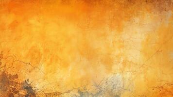AI Generative Yellow orange red grunge texture Toned rough wall surface Vintage background with space for design Web banner Wide Panoramic photo