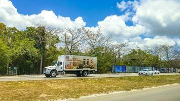 Playa del Carmen Quintana Roo Mexico 2023 Busy road street cars traffic jam Playa del Carmen Mexico. photo