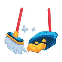 Trendy Broom Cleaning vector