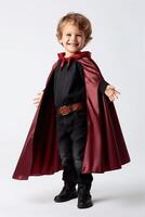 kid wearing halloween costume made with photo