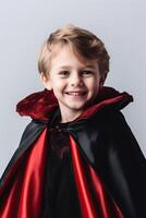 Kid wearing halloween costume made with photo