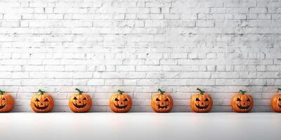 jack o lantern pumpkin on marble table made with photo