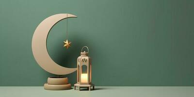 arabic lantern of ramadan celebration background illustration made with Generative AI photo