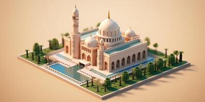 Beautiful serene mosque made with Generative AI photo