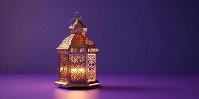 arabic lantern of ramadan celebration background illustration made with Generative AI photo