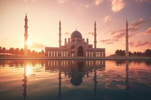 Beautiful serene mosque with light exposure made with photo