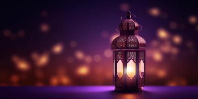 arabic lantern of ramadan celebration background illustration made with Generative AI photo