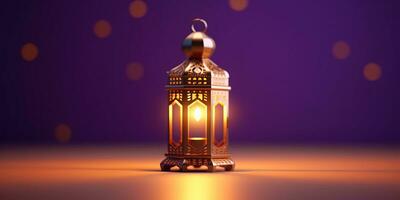 arabic lantern of ramadan celebration background illustration made with Generative AI photo