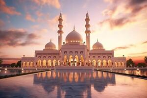 Beautiful serene mosque with light exposure made with photo
