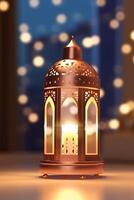 arabic lantern of ramadan celebration background illustration made with photo