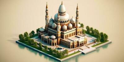 Beautiful serene mosque made with Generative AI photo