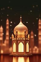 arabic lantern of ramadan celebration background illustration made with Generative AI photo