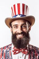 portrait man with bearded wearing hat made with photo