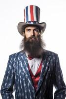 portrait man with bearded wearing hat made with photo