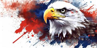 illustration eagle with United Stated independence day greeting background  made with Generative AI photo